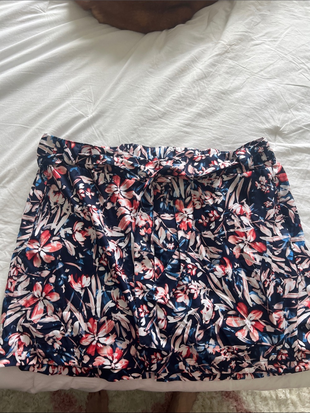 Floral Tie-Waist Navy Women’s Skirt/Skort